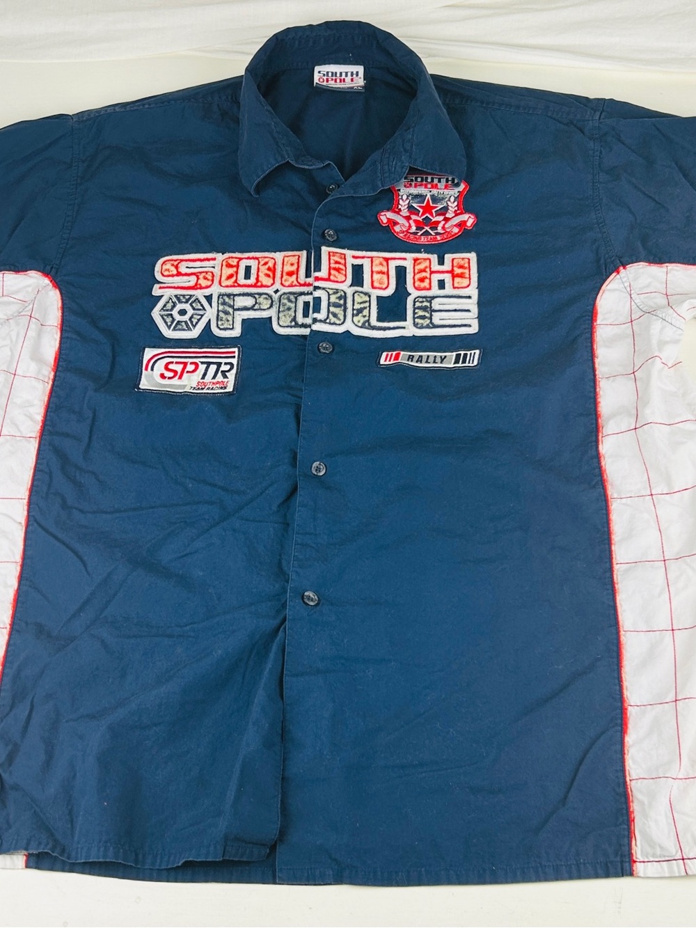 Vintage 90s South Pole Team Racing SPTR Shirt Size XL Blue Red